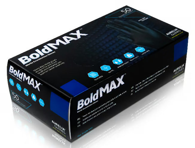 Bold MAX Grip Nitrile Examination Gloves Black - Box of 50