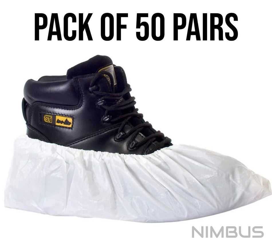 NIMBUS | CPE Disposable Overshoe - 16" - Easy Slip of Shoe Cover - White - 20gms - Bag of 50 Pairs | Accessories, Overshoes, Special Offers | PPE Overshoes