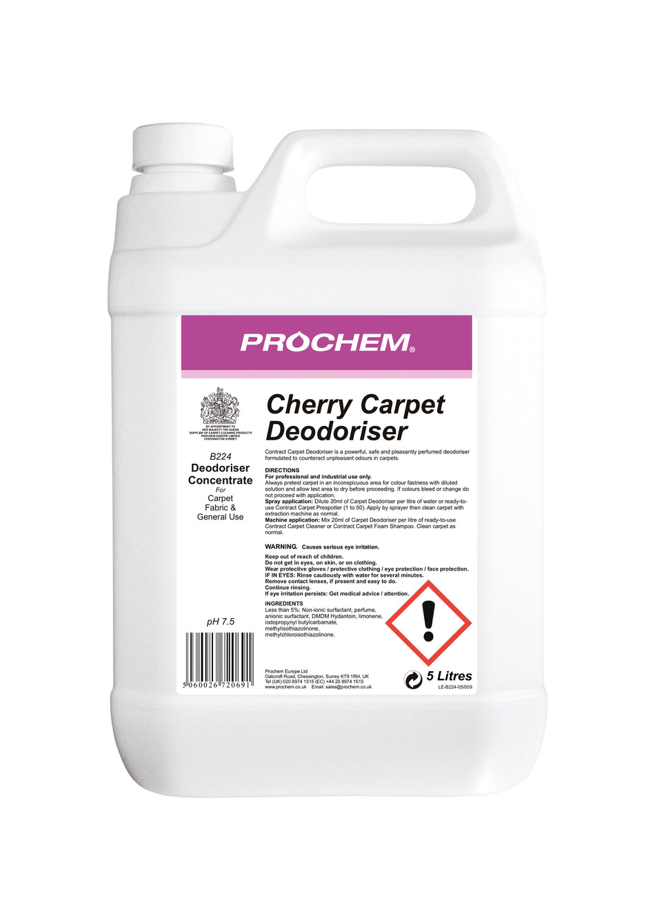 NIMBUS | Prochem B224-05 Cherry Carpet Deodoriser 5 Litre | Chemicals, Deodorisers, Deodorisers & Sanitisers, Multibuy, Prochem, prochem chemicals, | Prochem