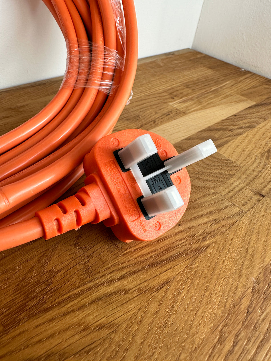 NIMBUS 10M Power Cable 3 Core 1.5mm Thick Sealed Plug (Safety Orange) Prochem, Airflex etc