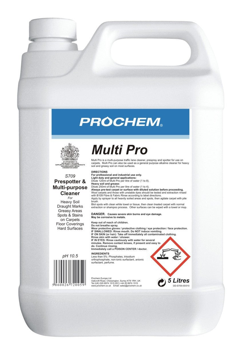NIMBUS | Prochem S709-05 Multi Pro 5 Litre | Carpet Presprays & Traffic Lane Cleaners, Chemicals, Multibuy, Pre-Sprays, Prochem, prochem chemicals, | Prochem