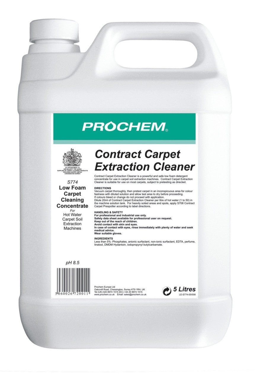 NIMBUS | Prochem S774-05 Contract Carpet Extraction Cleaner 5 Litre | Carpet Extraction Liquid Detergents, Chemicals, Extraction Liquids, Multibuy, Prochem, prochem chemicals, | Prochem