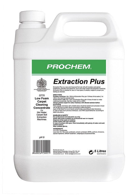 NIMBUS | Prochem S775-05 Extraction Plus 5 Litre | Carpet Extraction Liquid Detergents, Chemicals, Extraction Liquids, Multibuy, Prochem, prochem chemicals, | Prochem